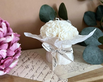 Vela con ramo de flores, vela perfumada, idea de regalo, boda, Día de San Valentín, Día de la Madre, idea de decoración del hogar, vela con forma de flor