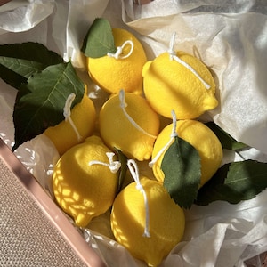 Scented lemon fruit candle, gourmet candle, realistic fruit candle, lemon festival, event, decoration idea, wedding gift, Mother&#39;s Day.