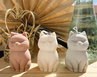 Bougie forme chat mignon, cat candle, cadeau baptème, évènement, idée cadeau, idée déco, aesthetic Candle, fêtes des mères, japan style.