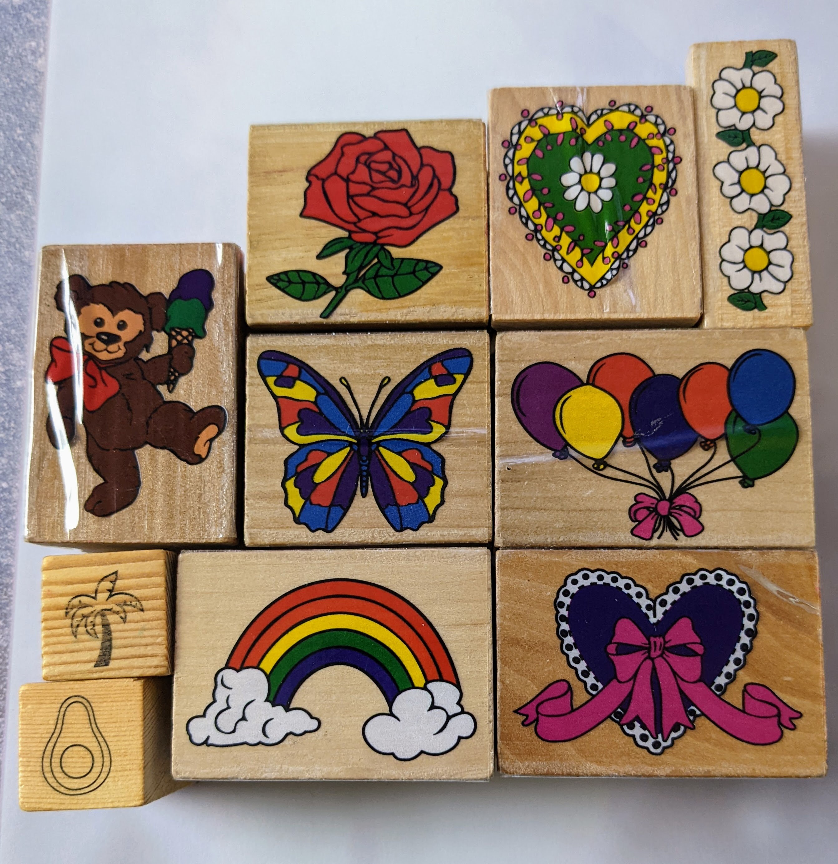 Stamping Craft Supplies & Tools Papercraft Vintage Wooden Rubber Stamps Set of 10