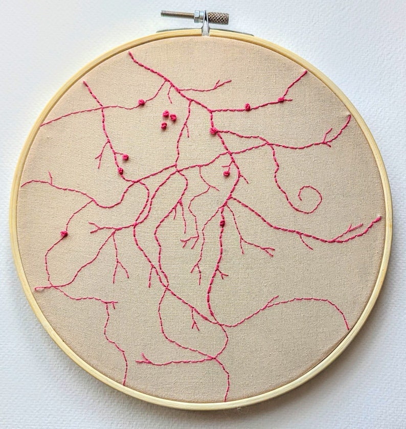 Embroidery Art Piece Handmade Stitching Set Artwork Décor Boho Naturalistic Design image 6