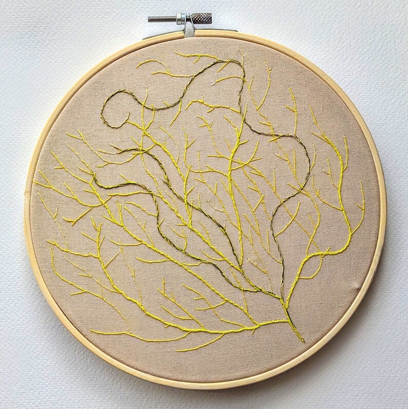 Embroidery Art Piece Handmade Stitching Set Artwork Décor Boho Naturalistic Design image 2