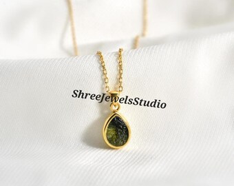 Dainty Moldavite Necklace, Meteorite Pendant, Meteorite Necklace, Moldavite Jewelry, Czech Moldavite, Gold Filled Chain, Gift For Her