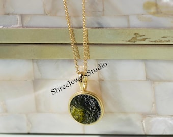 Dainty Moldavite Necklace, Meteorite Pendant, Meteorite Necklace, Moldavite Jewelry, Czech Moldavite, Gold Filled Chain