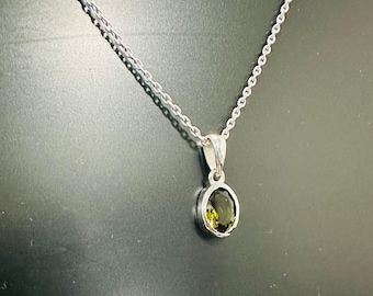 Tsjechische 925 Sterling Zilver Moldaviet Hanger, Echte Tektiet, Gefacetteerde Moldaviet Ketting, Handgemaakte sieraden voor vrouwen, Cadeau voor vriendin,