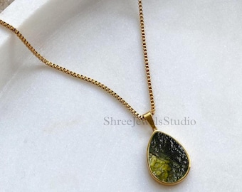 A-Grade Certified Moldavite From Chlum, Czech Republic | 925 Sterling Silver, 18k Yellow/Rose Gold Plated | High Vibration Jewelry