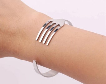 Bracelet Made With 925 Sterling Silver Fork Bangle, Vintage Bracelet, Solid Fork Bangle Handmade Bangle, Unisex Bangle, Silver Jewelry