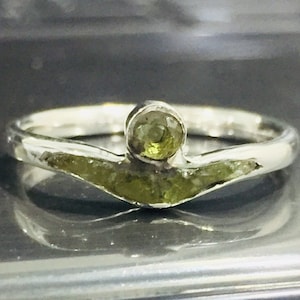 Natural And Cut Moldavite Ring, Hidden Moldavite Ring, Unique Moldavite Ring, Meteorite Ring,Authentic Moldavite,Handmade Ring Gifts For Her