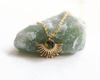 Dainty Moldavite Necklace, Meteorite Pendant, Meteorite Necklace, Moldavite Jewelry, Czech Moldavite, Gold Filled Chain
