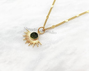 Dainty Moldavite Necklace, Meteorite Pendant, Meteorite Necklace, Moldavite Jewelry, Czech Moldavite, Gold Filled Chain