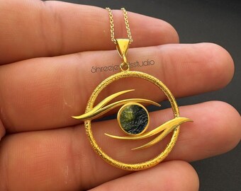 A-Grade Certified Moldavite From Chlum, Czech Republic | 925 Sterling Silver, 18k Yellow/Rose Gold Plated | High Vibration Jewelry