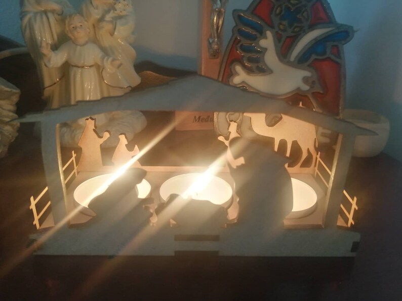 Birth of Jesus Christ Nativity Scene Candle Holder Holds 3 40mm