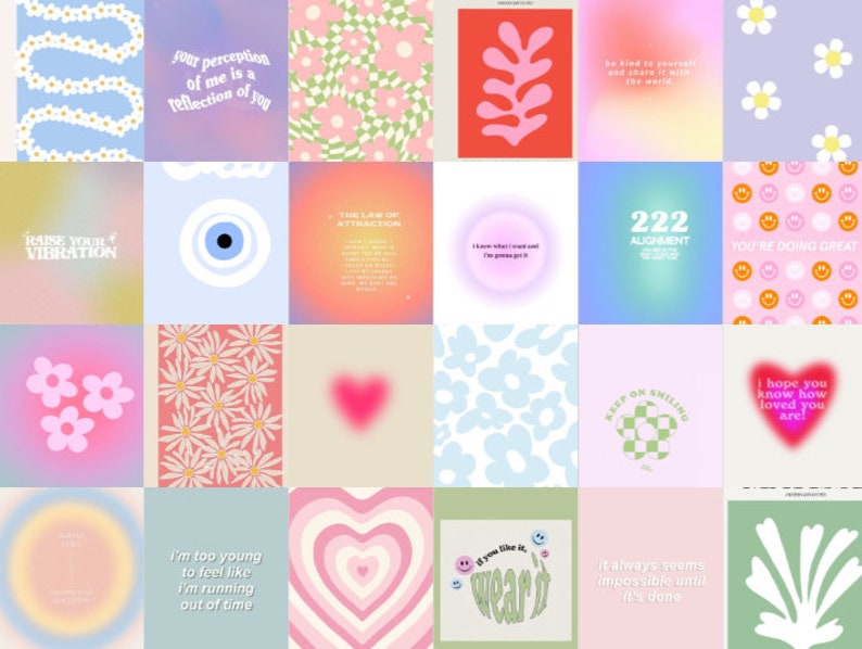 Danish Pastel Aesthetic Wall Collage Kit 100pcs DIGITAL - Etsy Canada