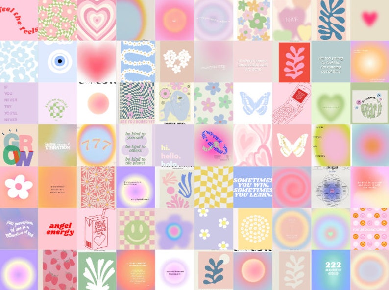Danish Pastel Aesthetic Wall Collage Kit 75pcs DIGITAL - Etsy New Zealand