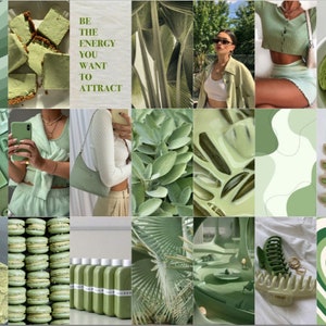 Sage green aesthetic collage kit 85+ pcs, DIGITAL DOWNLOAD, 4x6 inch size