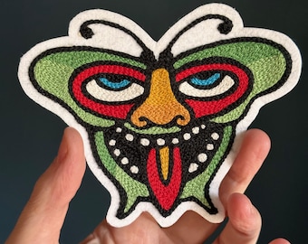 Demon Moth Butterfly Traditional Tattoo Flash Chainstitch Embroidery Patch