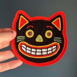 Halloween Cat 4 Chainstitch Embroidery Patch image 2
