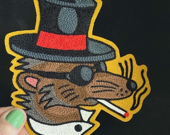 コロンバス・ラット・タトゥー・フラッシュ・チェーンステッチ刺繍パッチ