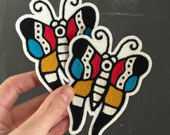 Classic Butterfly Tattoo Flash Chainstitch Embroidery Patch