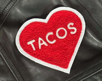 Tacos True Love Heart Chainstitch Embroidery Patch