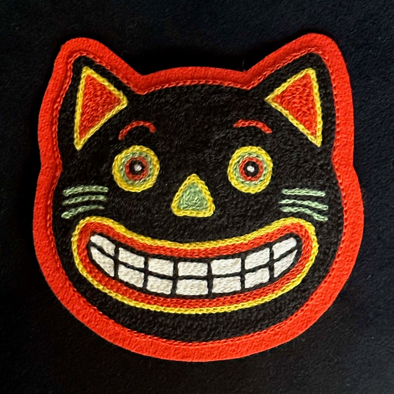 Halloween Cat 4 Chainstitch Embroidery Patch image 3