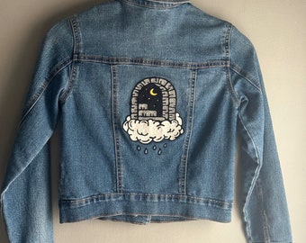 Mystic Nighttime Portal Chainstitch Embroidery Denim Jean Jacket Child girl size L (10-12)