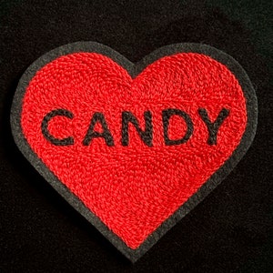 I Want Candy True Love Heart Chainstitch Embroidery Patch image 3