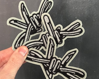 Barbed Wire Hands Chainstitch Embroidery Patch
