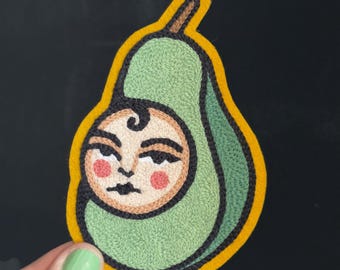 アボカドレディタトゥーフラッシュチェーンステッチ刺繍パッチ