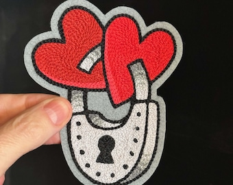Locked Hearts Chainstitch Embroidery Patch