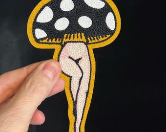 Leggy Mushroom Tattoo Flash Chainstitch Embroidery Patch