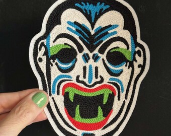 ベン・クーパー ドラキュラ ハロウィンマスク チェーンステッチ刺繍パッチ
