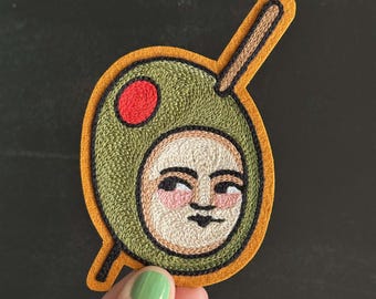 オリーブレディタトゥーフラッシュチェーンステッチ刺繍パッチ