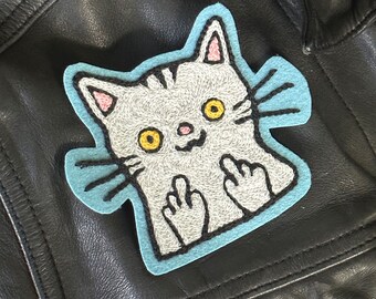 Rude Cat Chainstitch Embroidery Patch