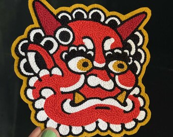 鬼の伝統的なタトゥーフラッシュチェーンステッチ刺繍パッチ