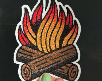 キャンプファイヤータトゥーフラッシュチェーンステッチ刺繍パッチ