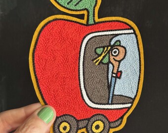 卑しい虫こぶのリンゴの車 リチャード・スカーリー チェーンステッチ刺繍パッチ