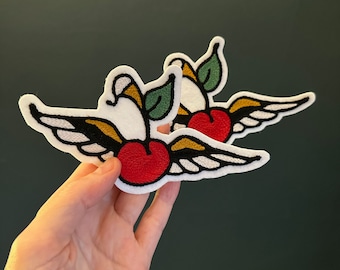 Winged Cherry Flash Chainstitch Embroidery Patch