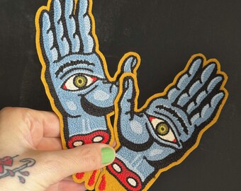 ダン・ヒッグス ミスティックハンドタトゥーフラッシュチェーンステッチ刺繍パッチ