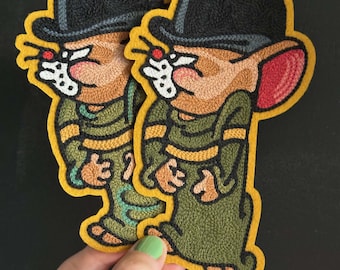 タフマウスタトゥーフラッシュチェーンステッチ刺繍パッチ