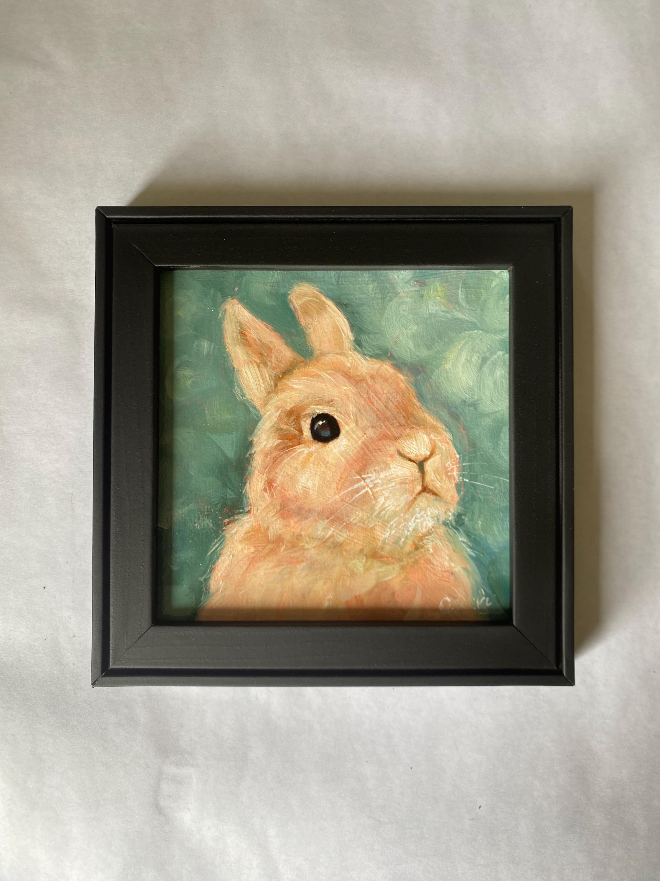 Original Rabbit Painting 4x4 Framed
