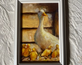 Duck picture/Framed duck print/4x6 mother duck and ducklings/duck gift