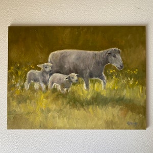 Sheep Original oil painting,Handpainted sheep,Cottage Sheep Painting