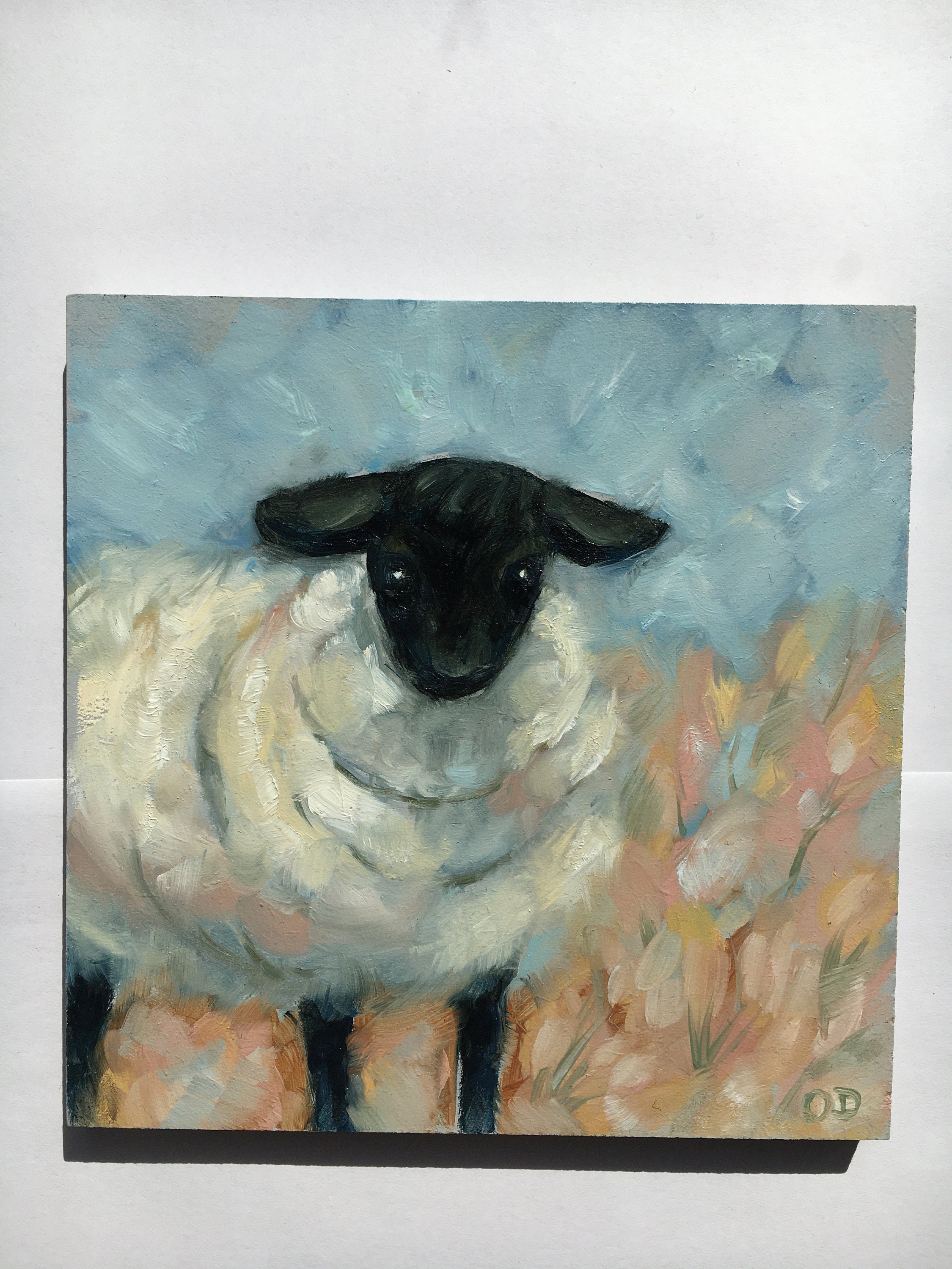 Peinture Originale de Mouton à L'acrylique sur Bois