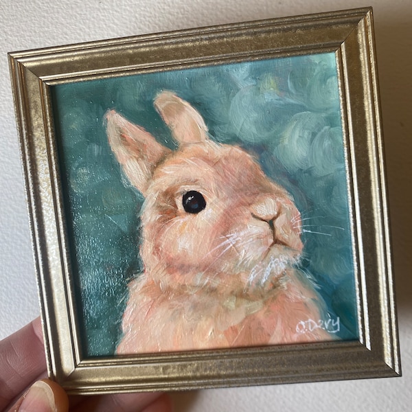 Original Rabbit Painting 4x4 Framed