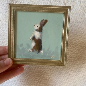 Original rabbit painting, Framed Rabbit acrylic painting 4/4 animal art painting /Nursery Decor painting