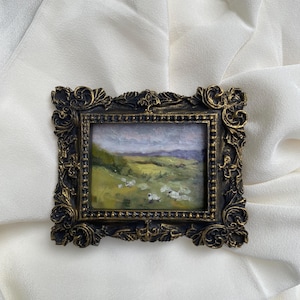Peinture à l&#39;huile originale de paysage faite à la main antique encadrée petite oeuvre d&#39;art pour la galerie de mur petite peinture de style antique