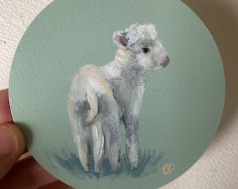 Original Lamb Painting/Sheep Art/Cute Lamb/Gift for Animal lovers