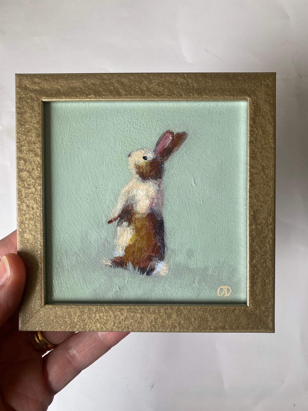 Original Rabbit Painting Framed Rabbit Acrylic Painting 4/4 Etsy