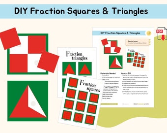 DIY Fraction Squares DIY Fraction Triangles Montessori Material Math Extension Activity Different Fractions Lower Elementary Printable